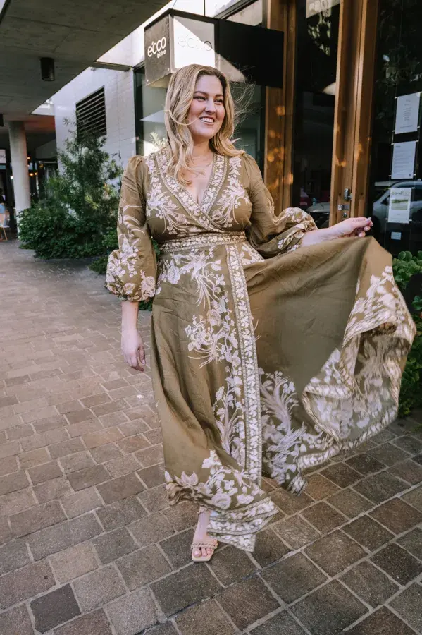 Zimmermann Anneke Wrap Midi Dress Green Print Size 16 - Image 1
