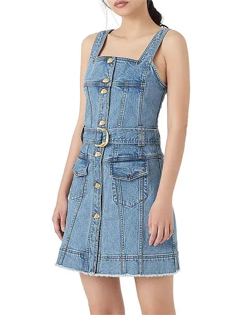 Aje Paperbark Denim Mini Dress Blue Size 4 - Image 5