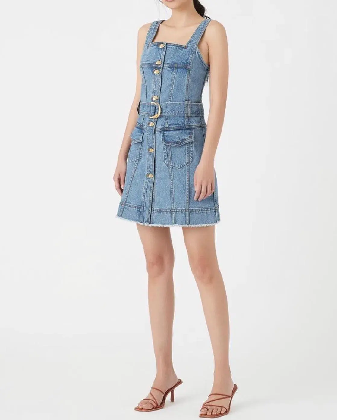 Aje Paperbark Denim Mini Dress Blue Size 4 - Image 1