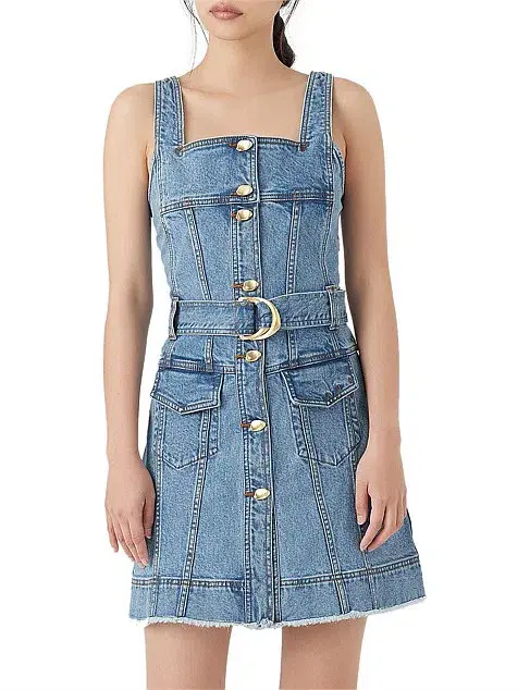 Aje Paperbark Denim Mini Dress Blue Size 4 - Image 2
