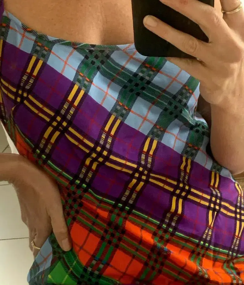 Rixo Holly Rainbow Check Print Dress Size 10  - Image 3