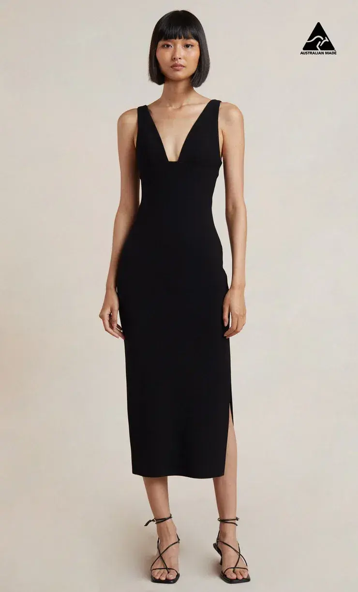 Bec & Bridge Iris Midi Dress in Black Size 14 - Image 1