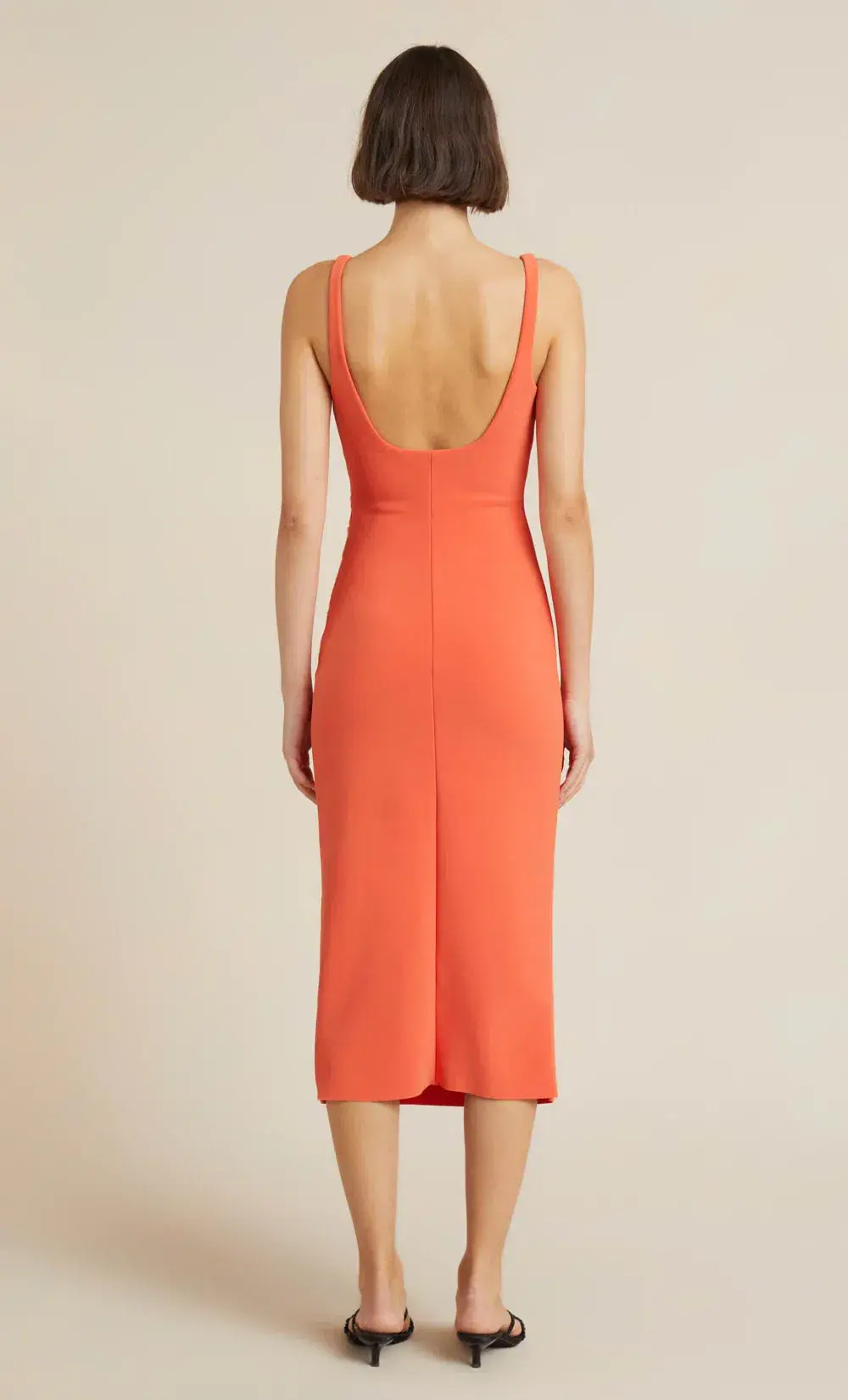 Bec & Bridge Karina Tuck Midi Dress in Fire Orange Size 14 - Image 3