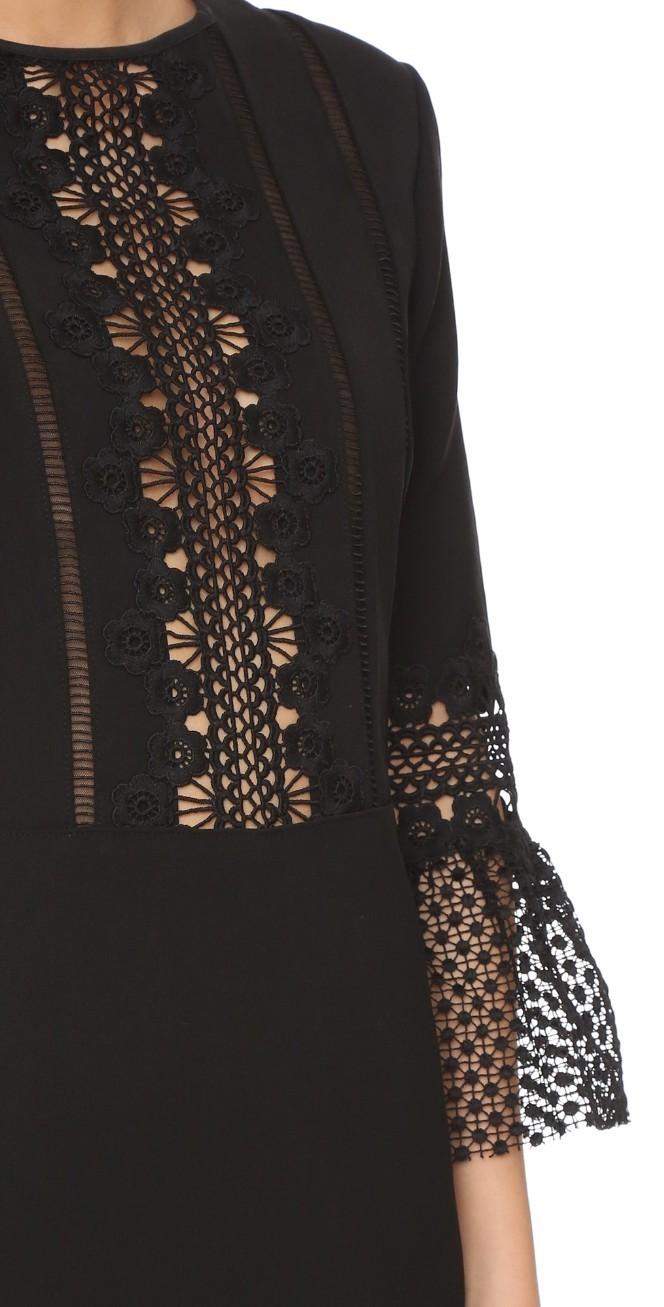Self Portrait Black Lace Cocktail Dress Black Size 8 - Image 3