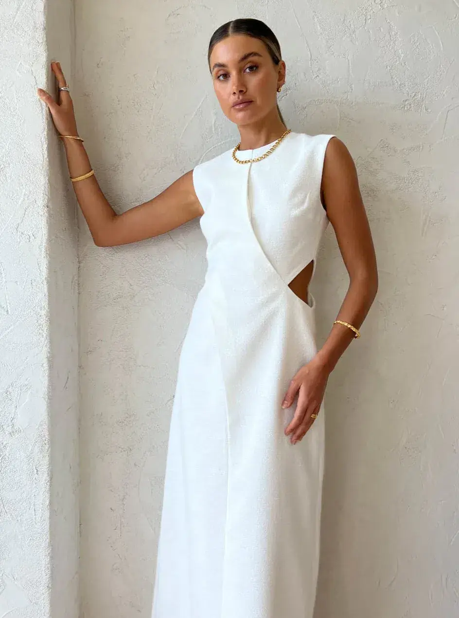 Camilla & Marc Hoxton Sleeveless Dress in Cream Size 6 - Image 5