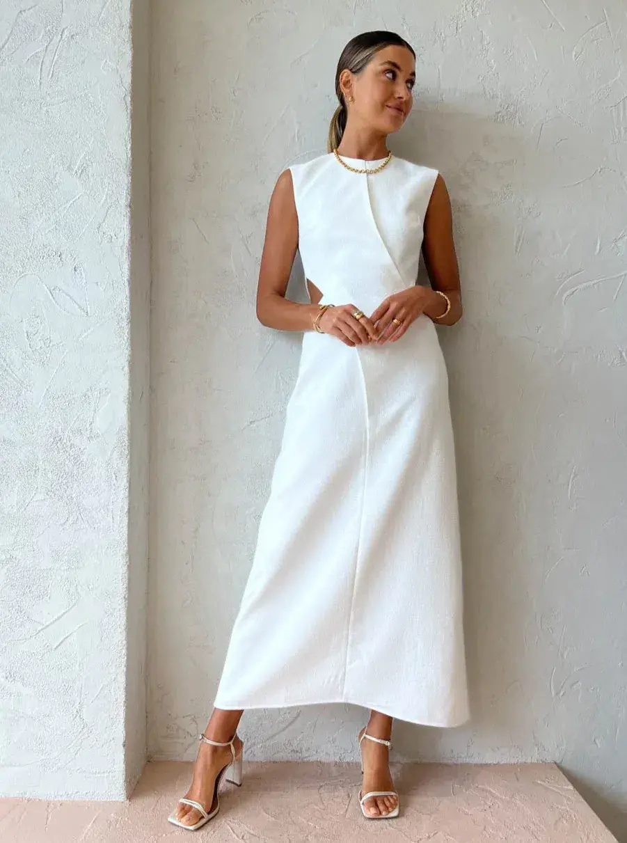 Camilla & Marc Hoxton Sleeveless Dress in Cream Size 6 - Image 4