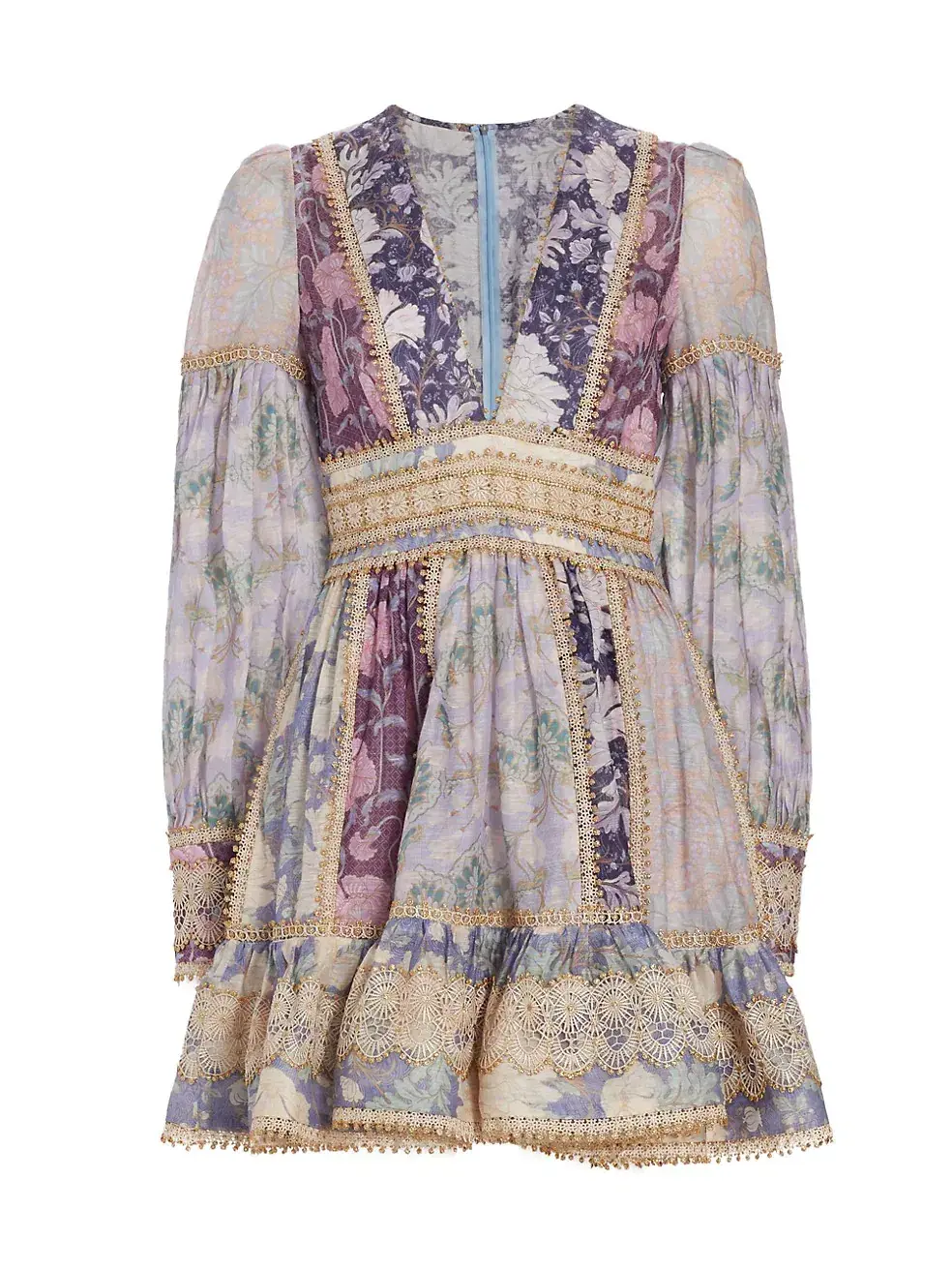 Zimmermann Celestial Lace Panelled Mini Dress Purple Floral Size 1 / Au 10 - Image 5