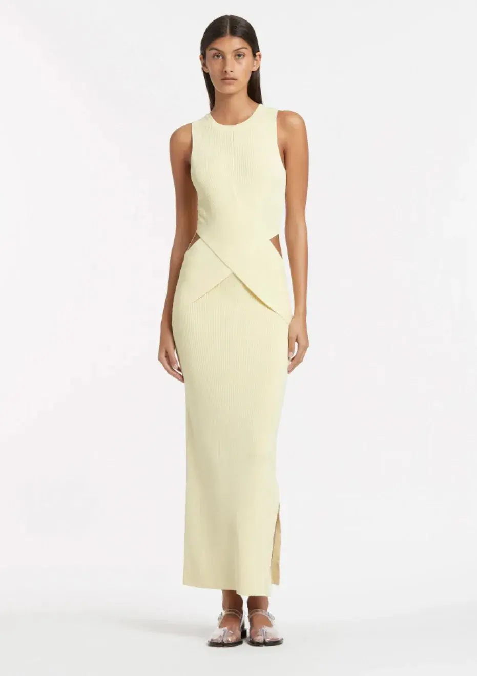 Sir the Label Kelvin Draped Dress in Lemon Yellow Size 10 - Image 1