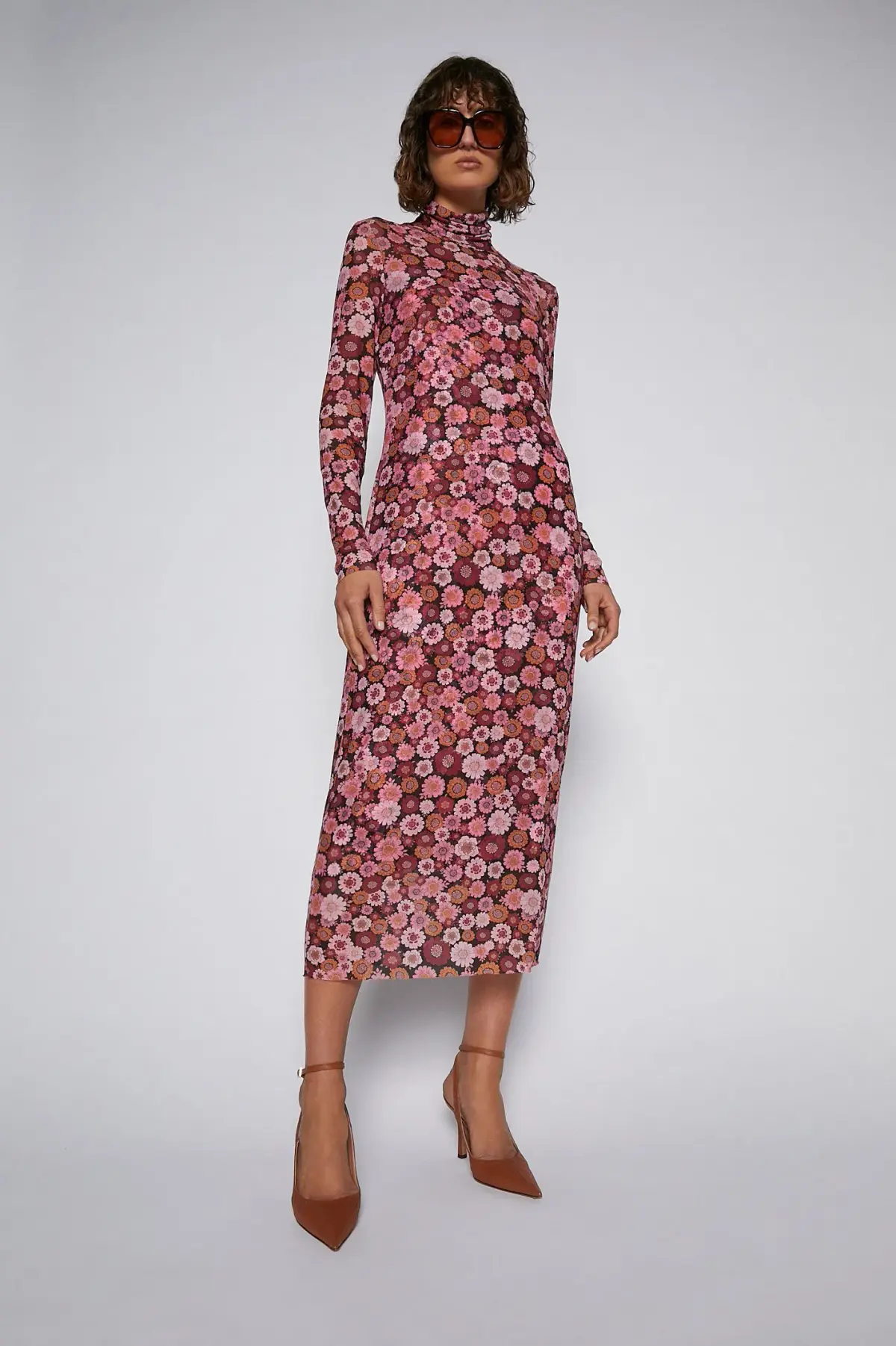 Scanlan Theodore Floral Mesh Dress Pink Size 6 - Image 1