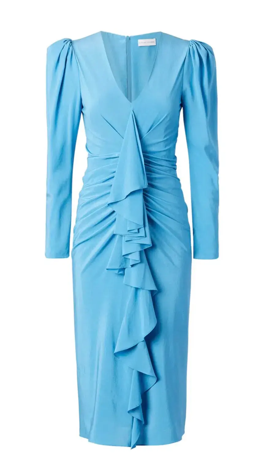Scanlan Theodore Silk Drape Sleeve Dress Blue Size 8 - Image 4