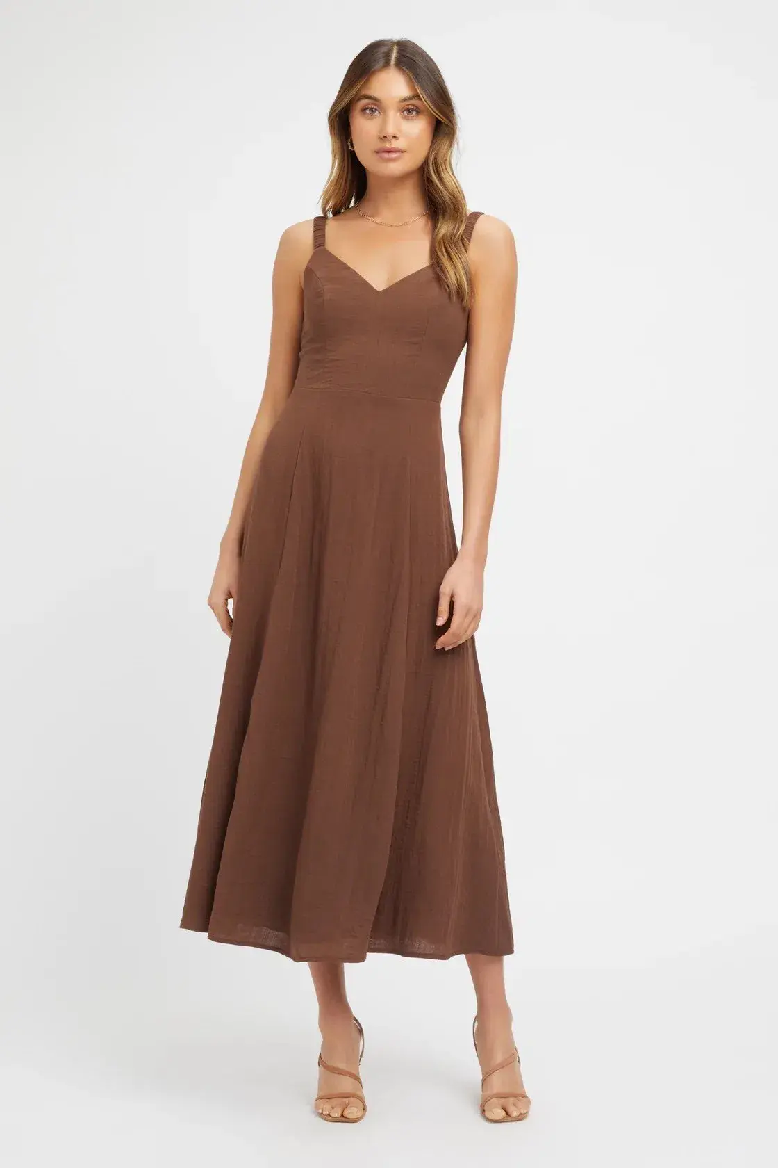 Kookai Hayman Midi Dress Brown Size 8 - Image 1