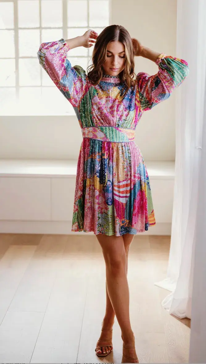 Celia B Popa Dress Mini Dress Sequin Size Large - Image 2