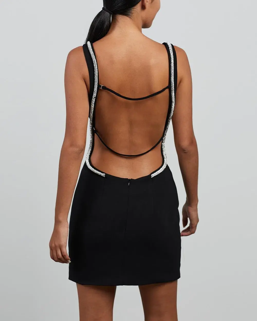 Nicola Finetti Short Diamond Backless Dress Black Size 8 - Image 6