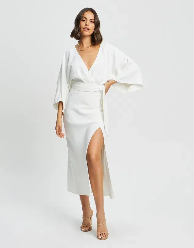 Tussah Midi Dress in White Size 8 - Image 1