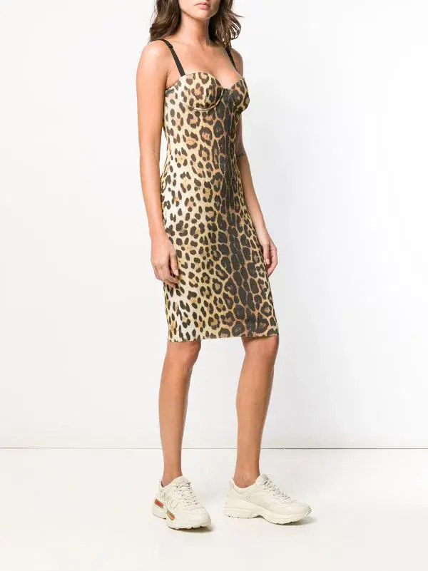Moschino Leopard Print Sleeveless Bustier Dress Print Size 8 - Image 1