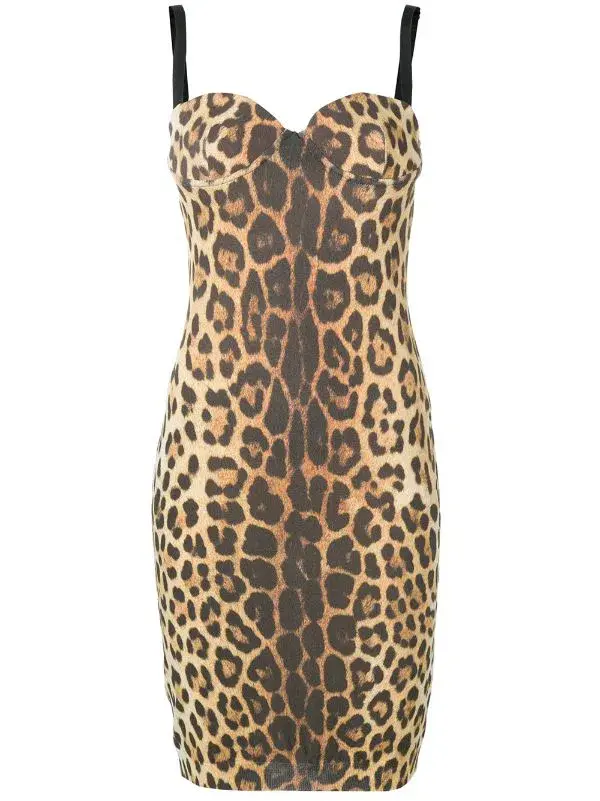 Moschino Leopard Print Sleeveless Bustier Dress Print Size 8 - Image 3