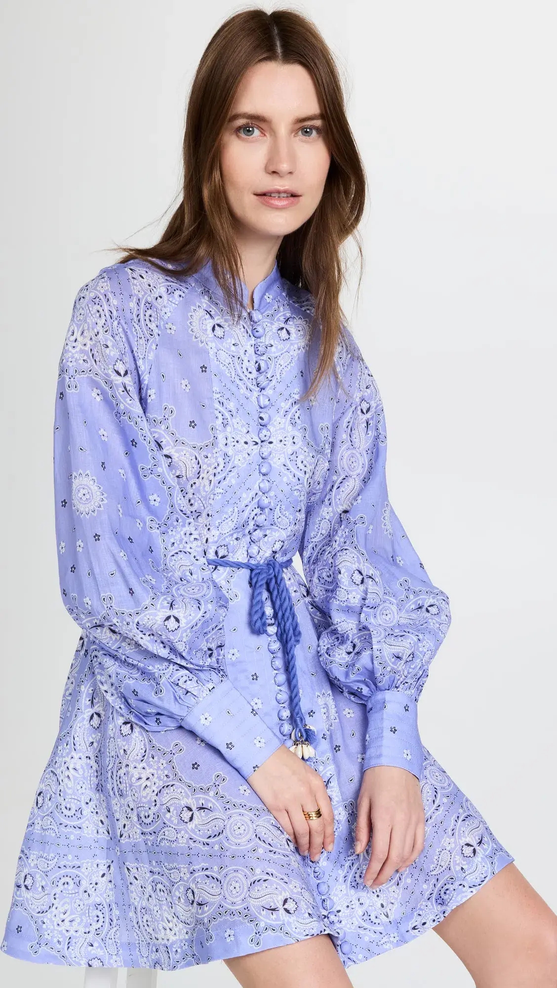 Zimmermann Violet Button Up Mini Dress Cornflower Bandana Size 1 / Au 10 - Image 4
