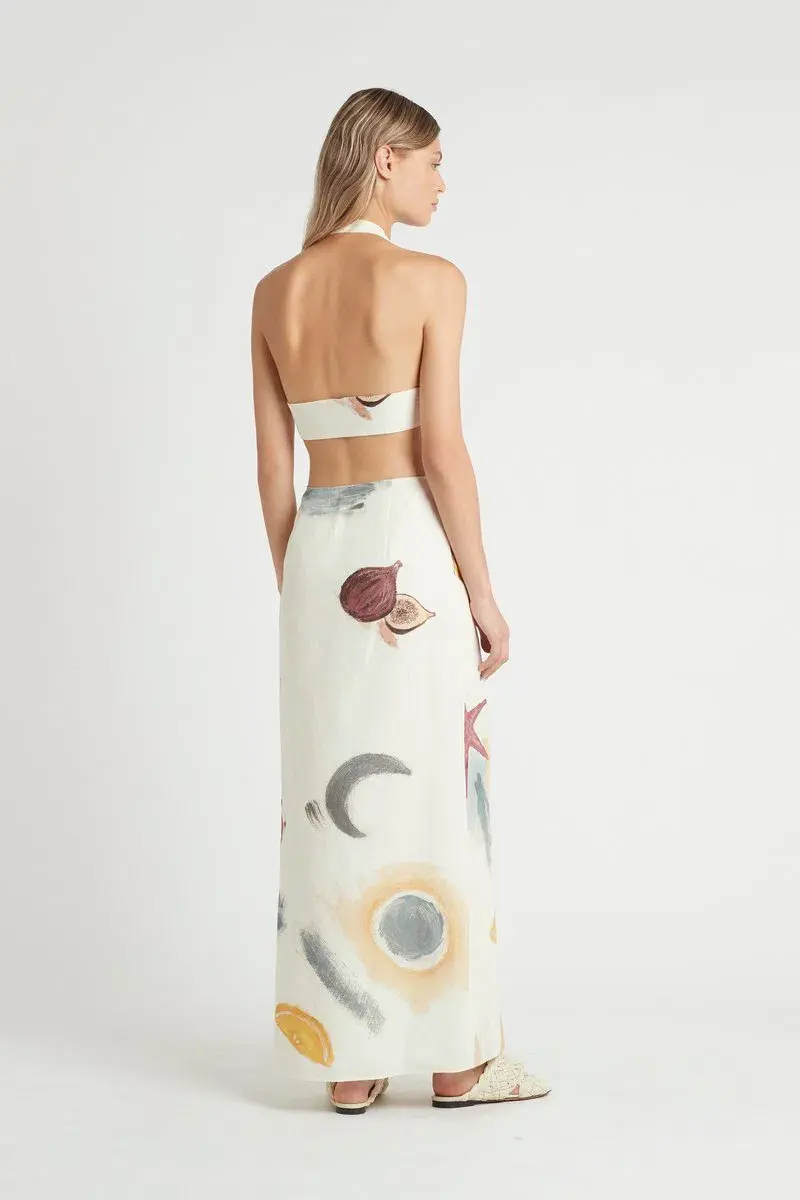 Sir The Label Gabrielle Penfold Martine Halter Dress Print Cream Size 0 / AU 6 - Image 3