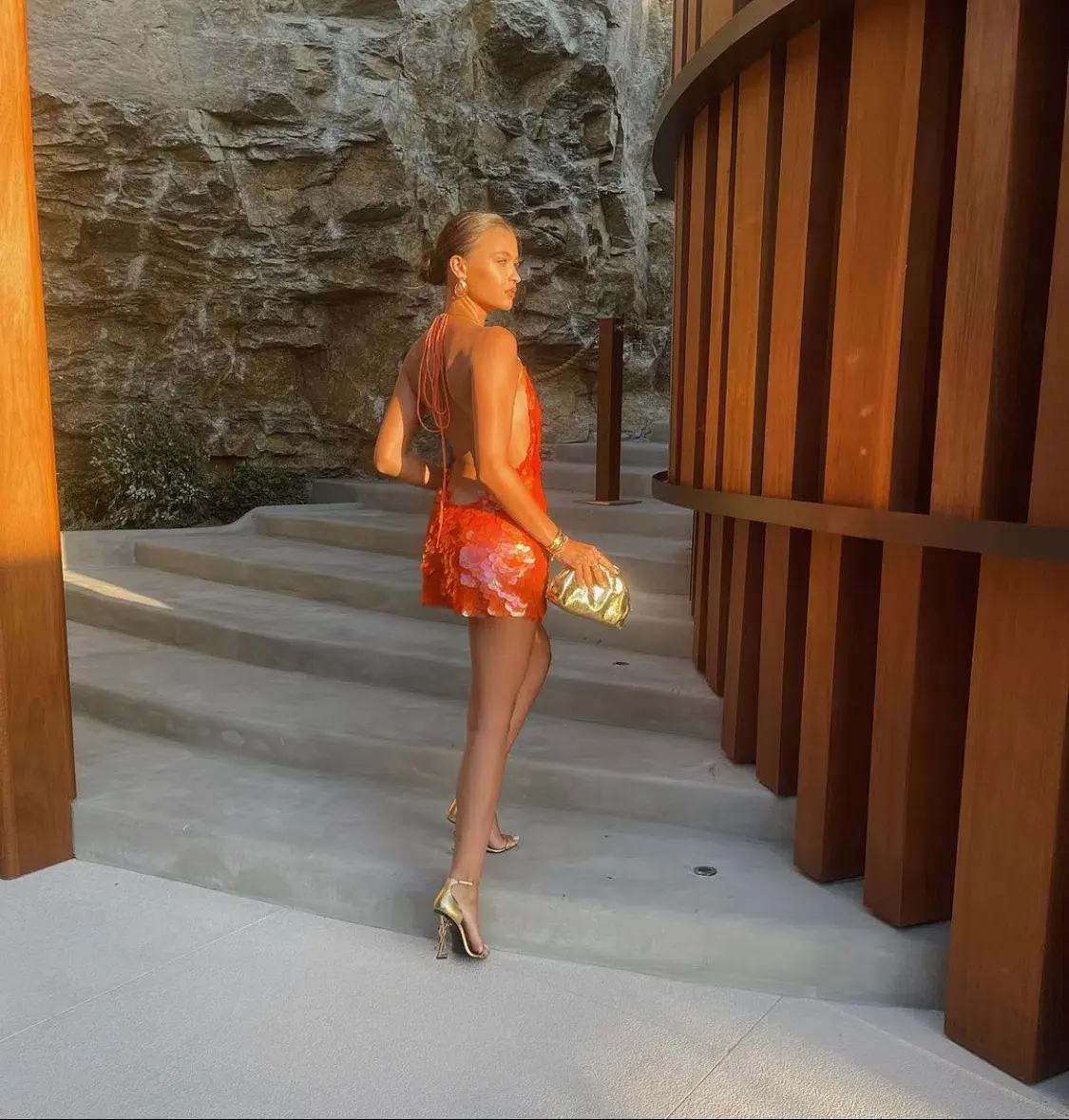 Rat & Boa Malika Dress Orange Sequin Size 8 - Image 7