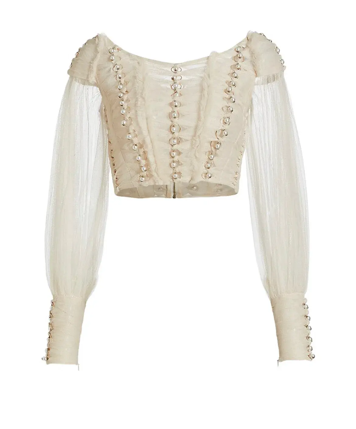 Zimmermann Rhythmic Chain Pearl Bodice Milk Size 0/Au 8 - Image 4