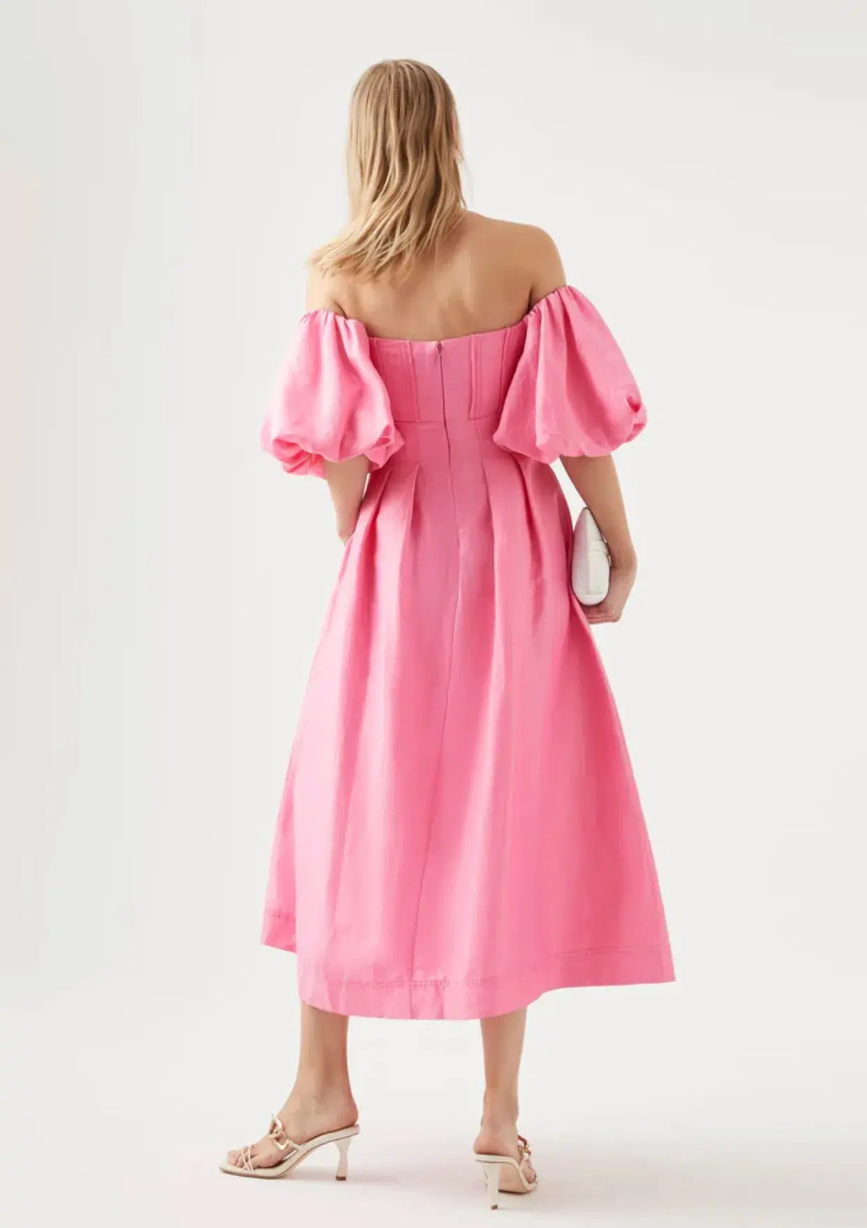 Aje Eugenie Off Shoulder Midi Dress Pink Size 10 - Image 3