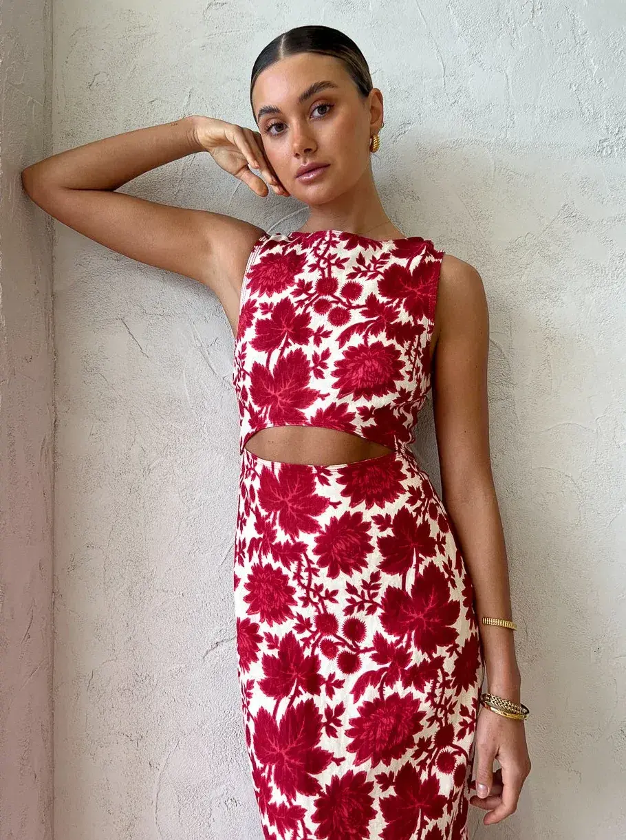 Sir the Label Cinta Cut Out Midi Dress in Valentina Floral Print Size 1 - Image 4