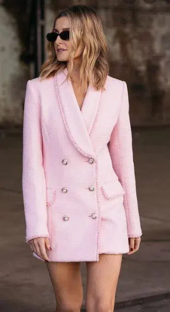 Rebecca Vallance Garance Blazer Mini Dress Pink Size 8 - Image 3