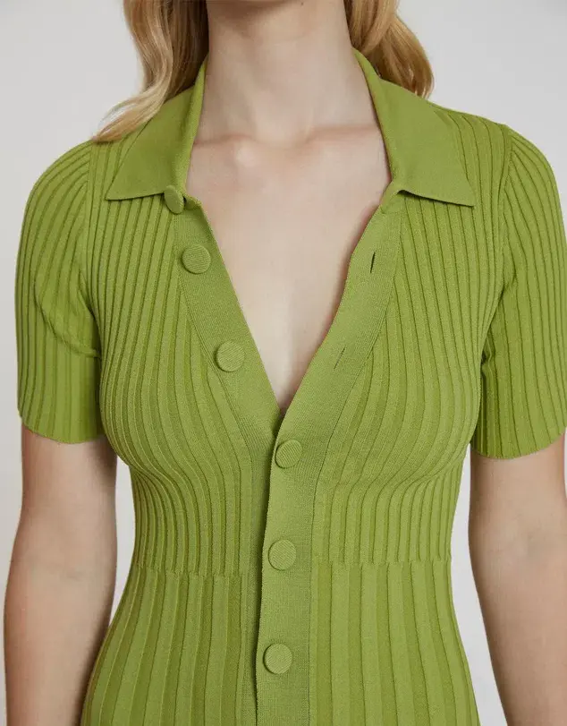 By Johnny Button Down Knit Midi Dress Green Size XS - Image 2