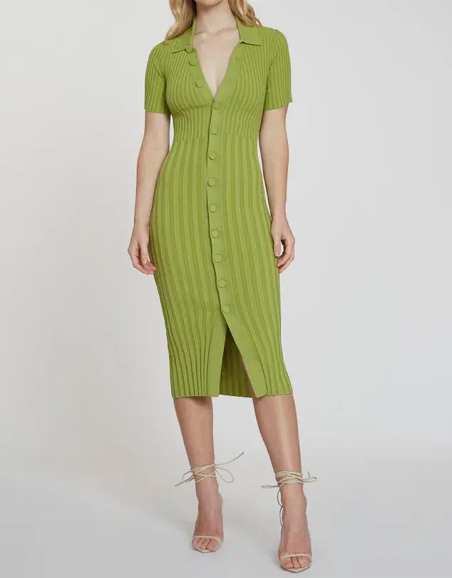 By Johnny Button Down Knit Midi Dress Green Size XS - Image 1