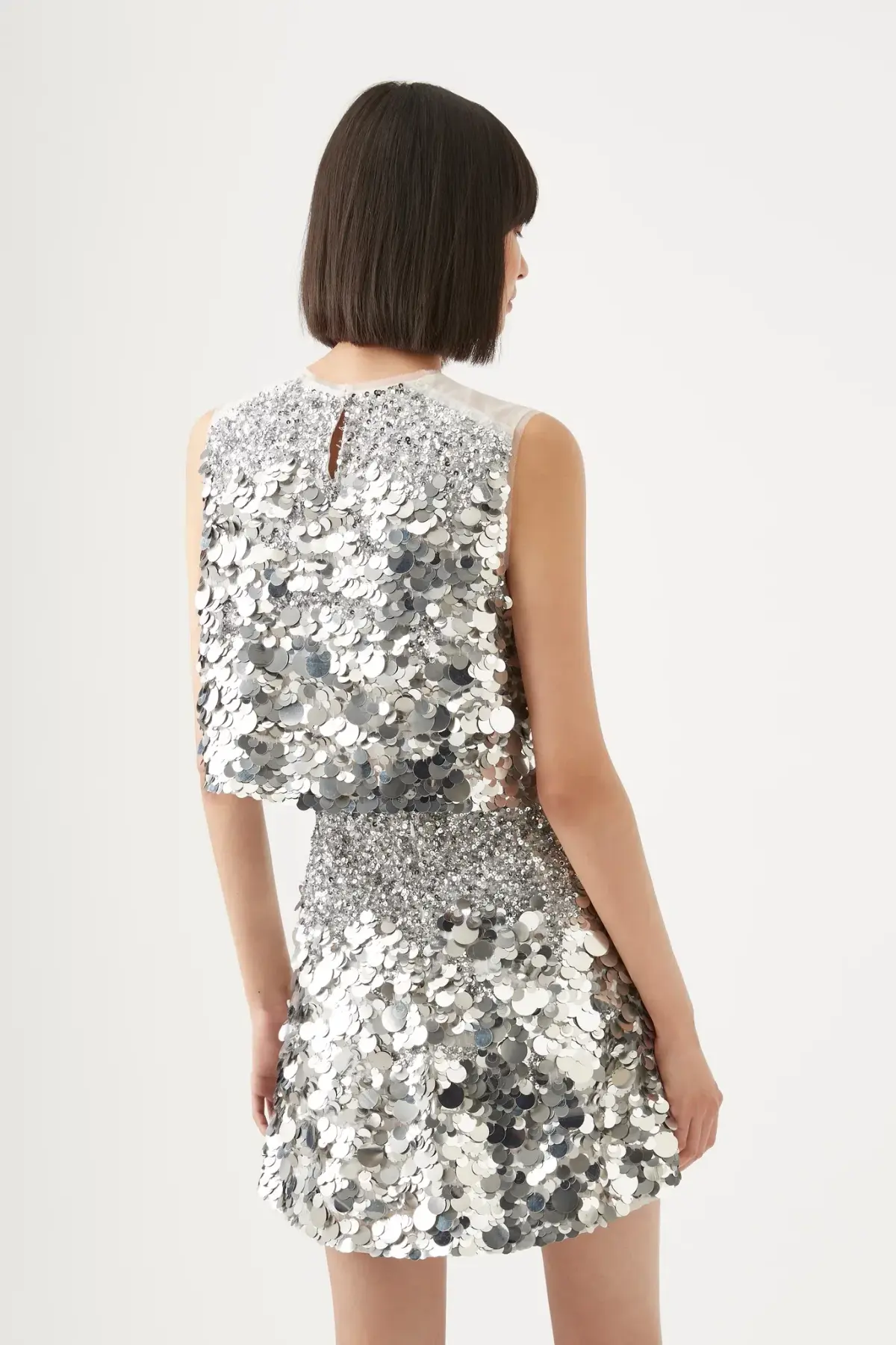 Aje Cherie Sequin Mini Skirt Silver Size 8 - Image 2