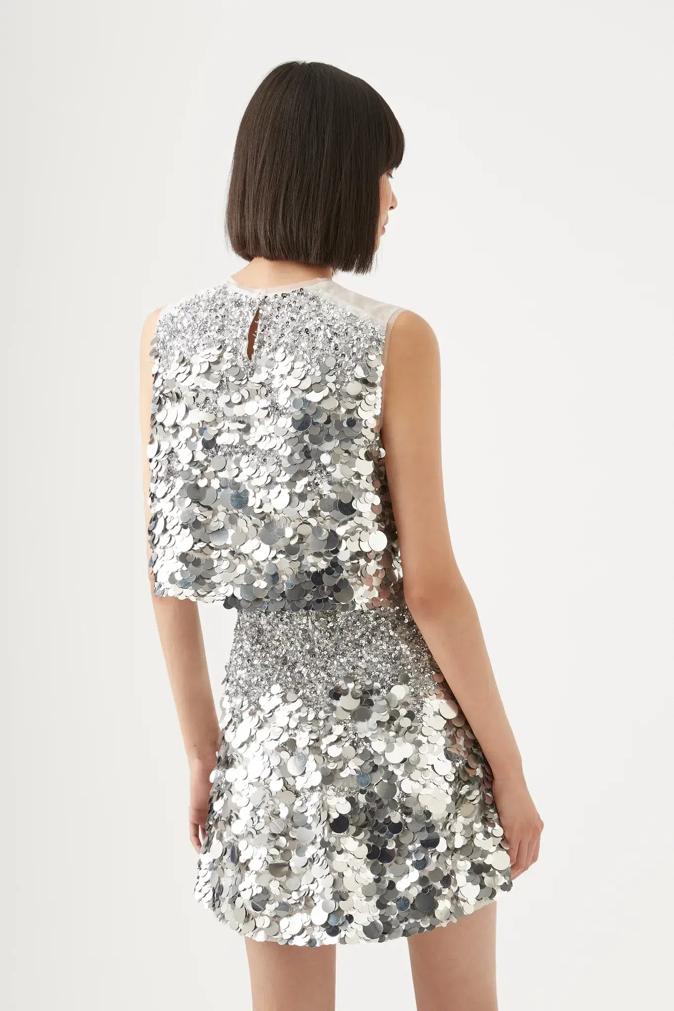 Aje Cherie Sequin Mini Skirt Silver Size 8 - Image 2
