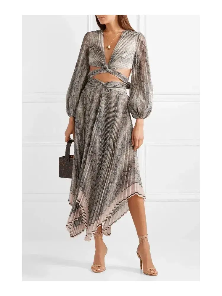 Zimmermann Corsage Pleat Bodice and Twist Front Skirt Set Python Size 1 / Au 10 - Image 1