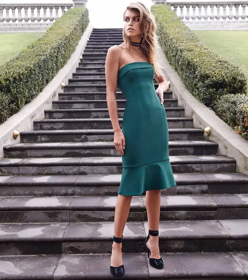 Kookai Mantra Dress Deep Green Size 10 - Image 1
