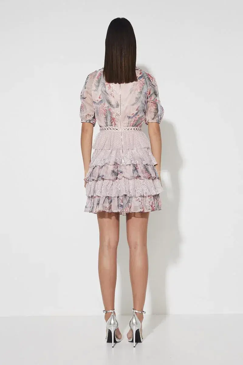 Mossman A Whisper of Fate Tiered Dress Floral Print Size 6 - Image 4
