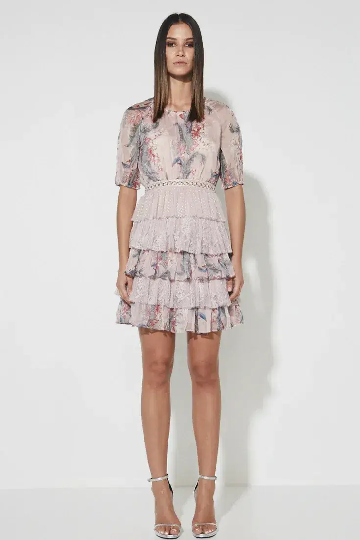 Mossman A Whisper of Fate Tiered Dress Floral Print Size 6 - Image 1