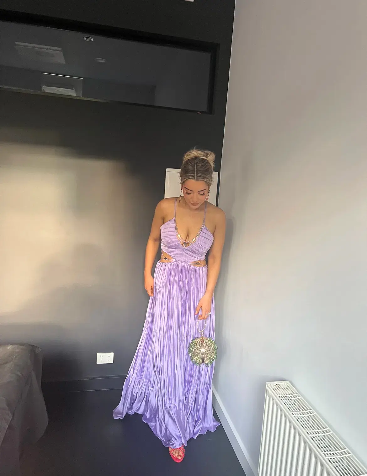 Jonathan Simkhai Marli Pleated Gown Lavender Size 6 - Image 5