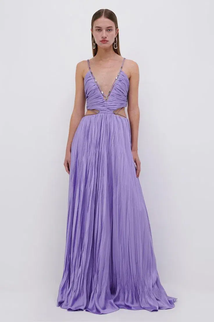 Jonathan Simkhai Marli Pleated Gown Lavender Size 6 - Image 2