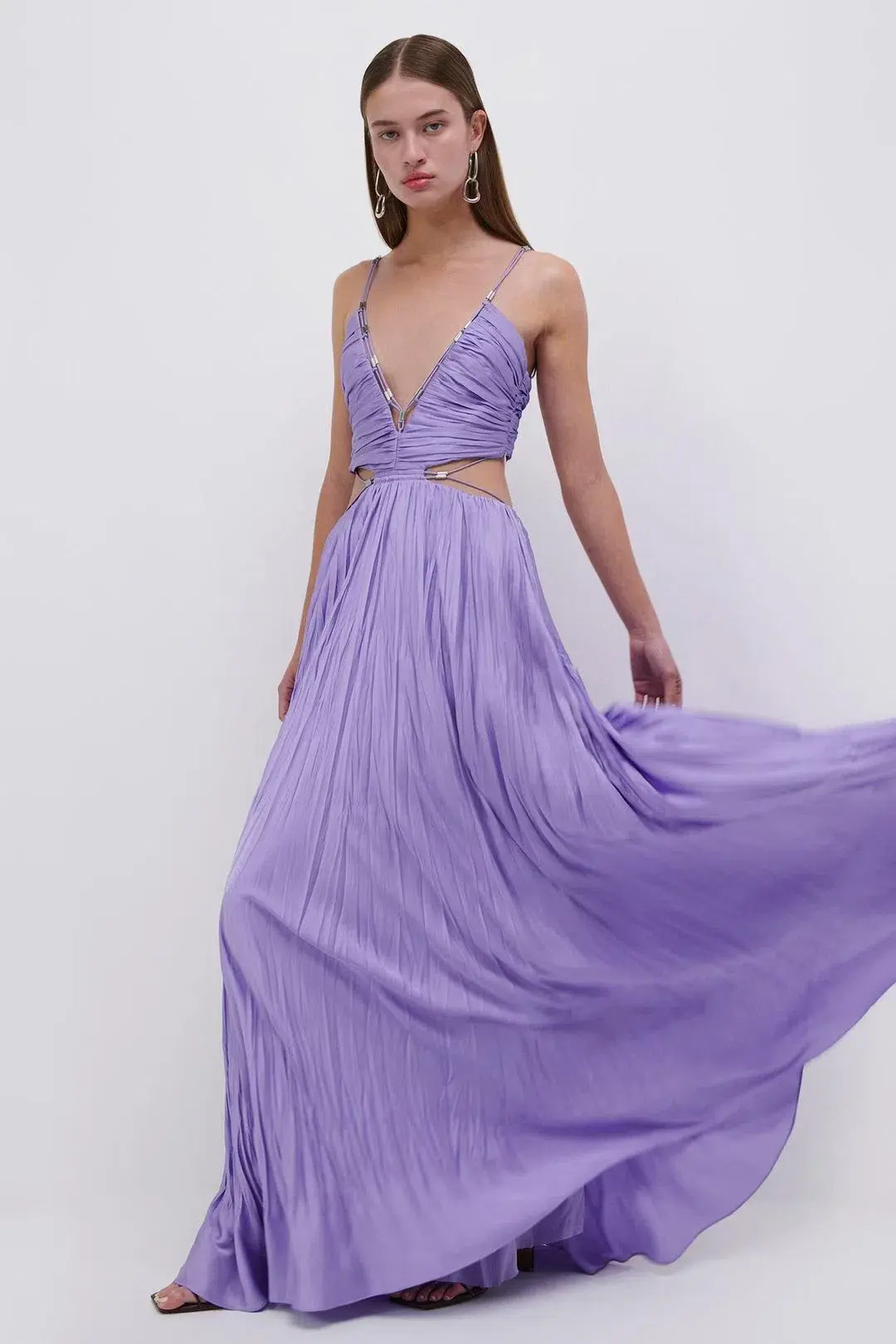 Jonathan Simkhai Marli Pleated Gown Lavender Size 6 - Image 4