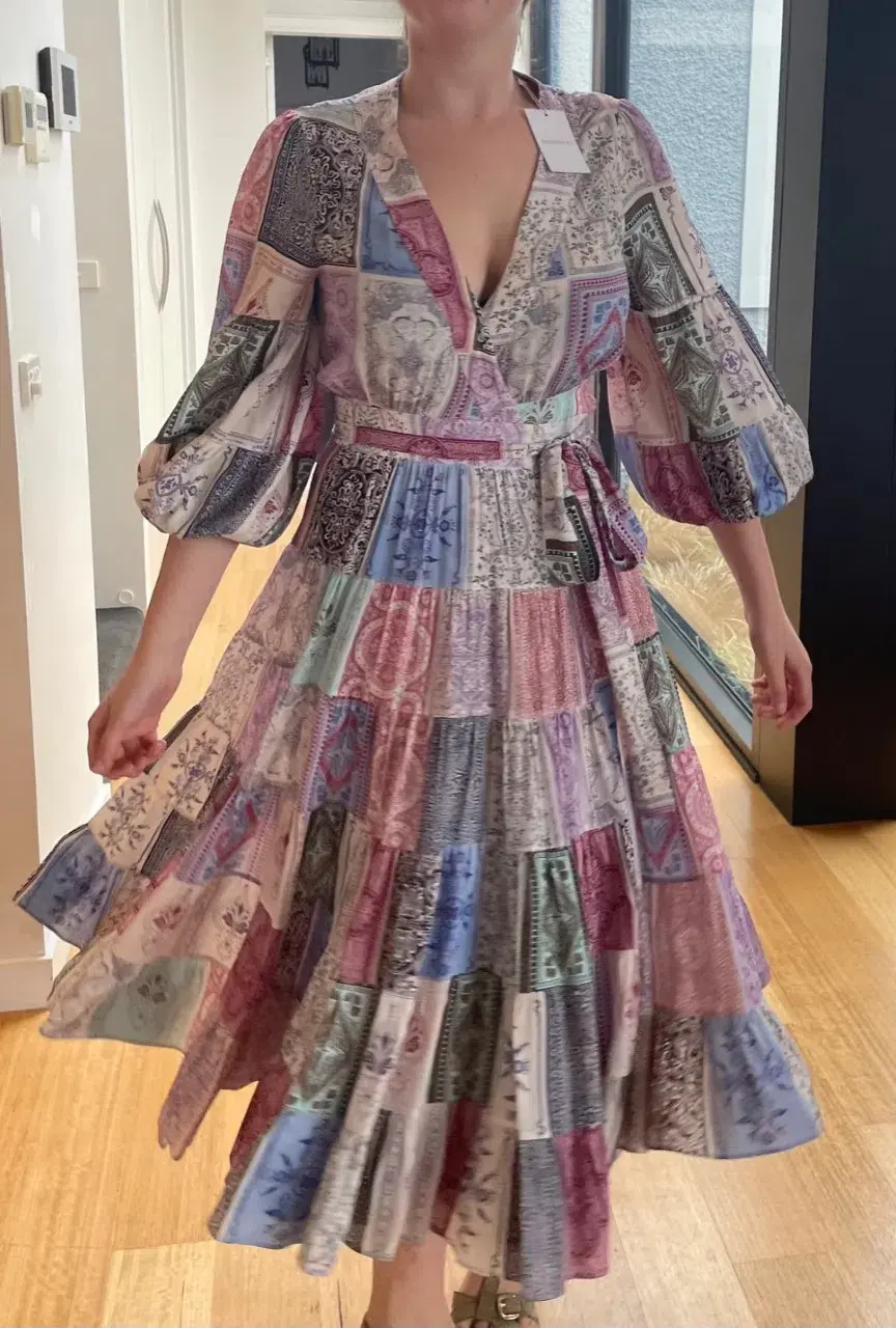 Zimmermann Wrap Midi Dress Multi Zodiac Cards Print Size 2 /Au  12 for rent on The Volte - main image