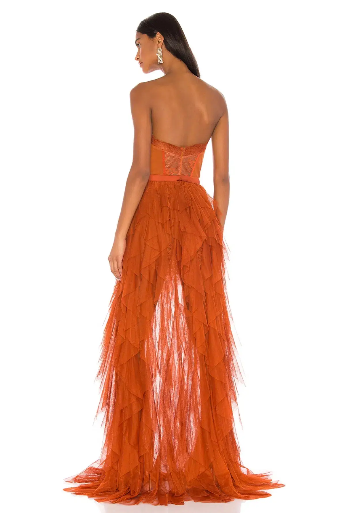 For Love & Lemons Bustier Gown Orange Size 8 - Image 3