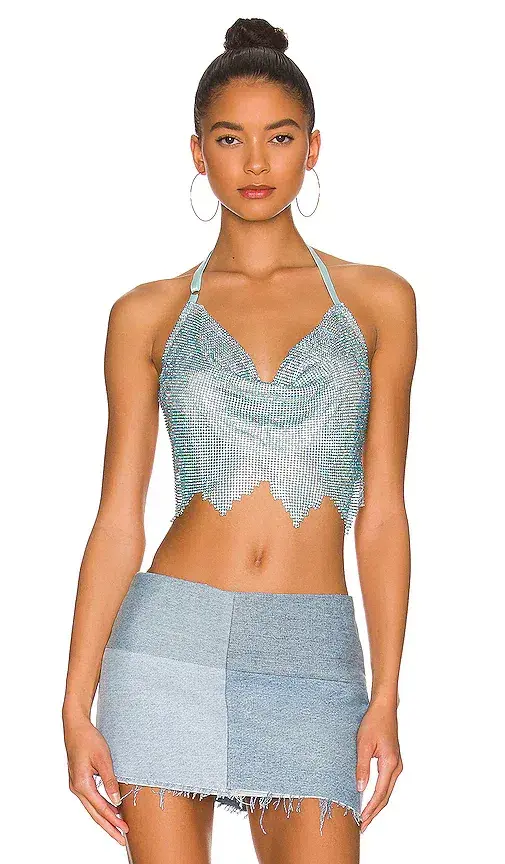 Poster Girl Lyla Crop Top in Cerulean Blue Crystal Size 8 - Image 2