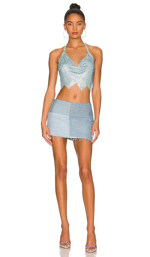 Poster Girl Lyla Crop Top in Cerulean Blue Crystal Size 8 - Image 4