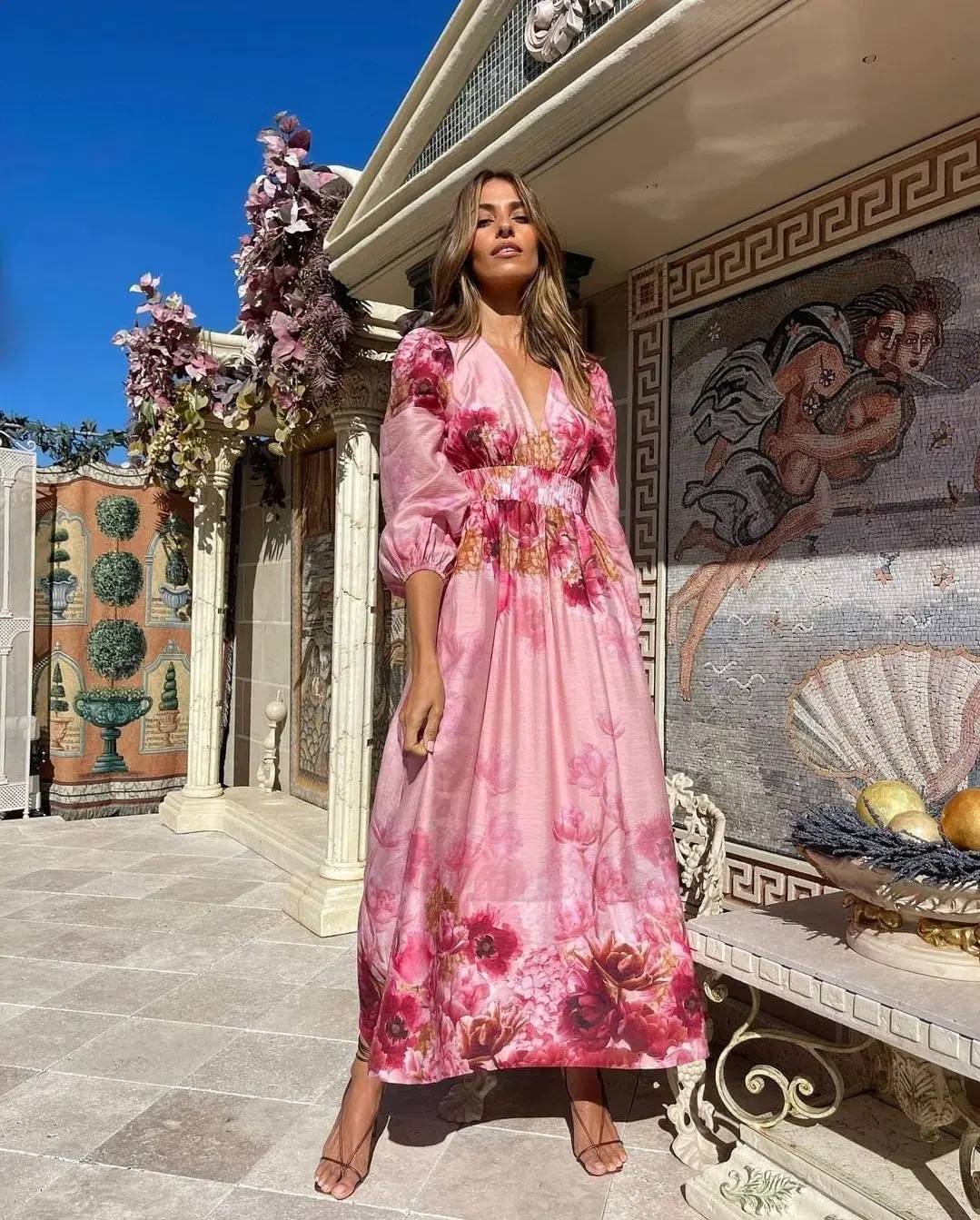 Sheike Swan Lake Dress Pink Floral Print Size 6 for rent on The Volte - main image