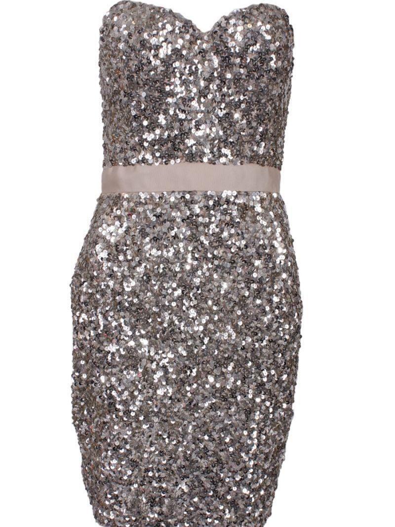 Rachel Gilbert Milio Dress Silver Size 10 for rent on The Volte - main image