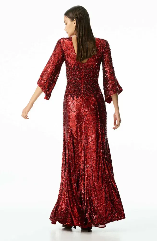 Rachel Gilbert Capella Sequin Gown Red Size AU 8  for rent on The Volte - main image