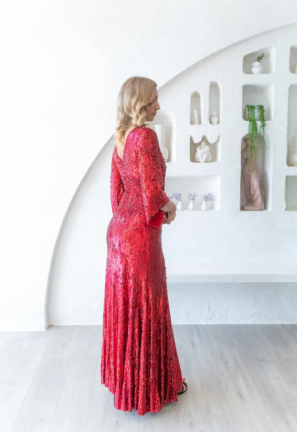 Rachel Gilbert Capella Sequin Gown Red Size AU 8  - Image 2