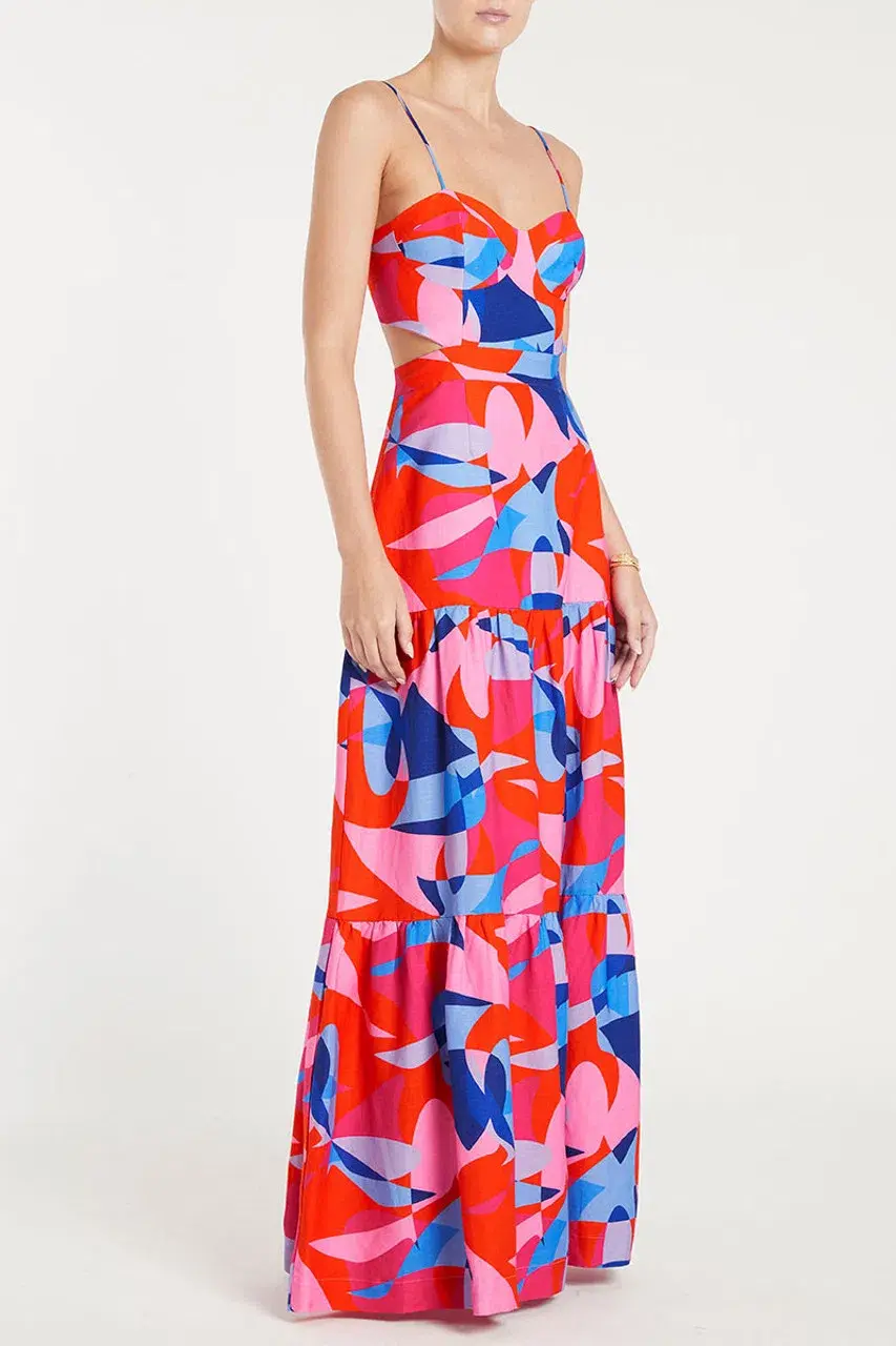 Rebecca Vallance Iggy Cut Out Maxi Dress Print Size 8 - Image 4