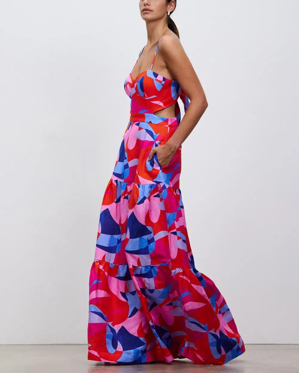 Rebecca Vallance Iggy Cut Out Maxi Dress Print Size 8 - Image 7