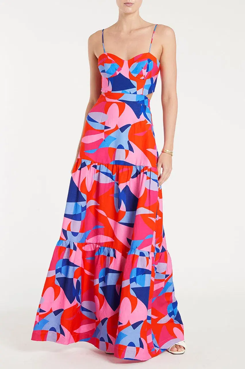 Rebecca Vallance Iggy Cut Out Maxi Dress Print Size 8 - Image 3