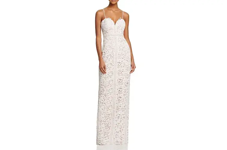Bariano Emma Sweetheart Lace Gown White/Nude Size 8 - Image 4